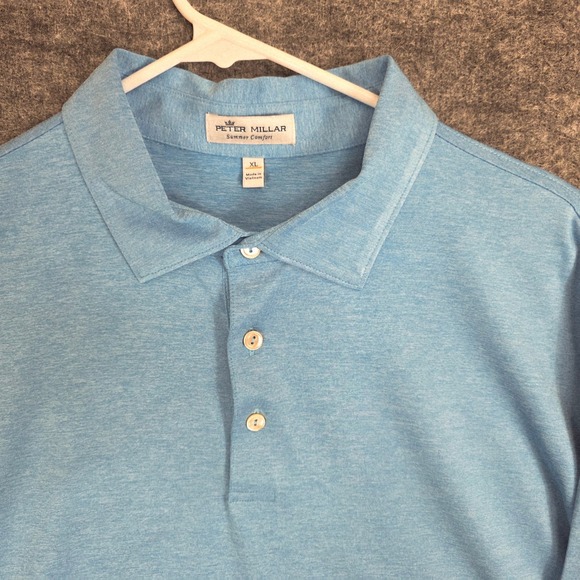 Peter Millar Summer Comfort Polo Shirt Mens XL Blue Short Sleeve Golf Logo - Picture 2 of 9